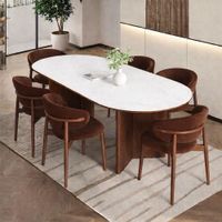 JUEGO DE COMEDOR NOGAL 6 SILLAS LUNA  MARRON