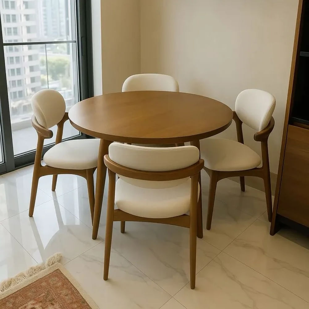 JUEGO DE COMEDOR 4 SILLAS ALBA BEIGE Beige