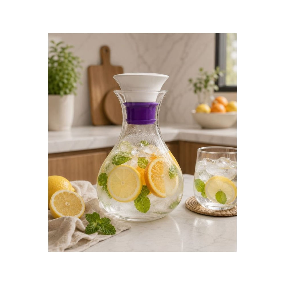 Jarra Premium Vidrio Borosilicato con Tapa de Cerámica Hermética 800 ml Transparente
