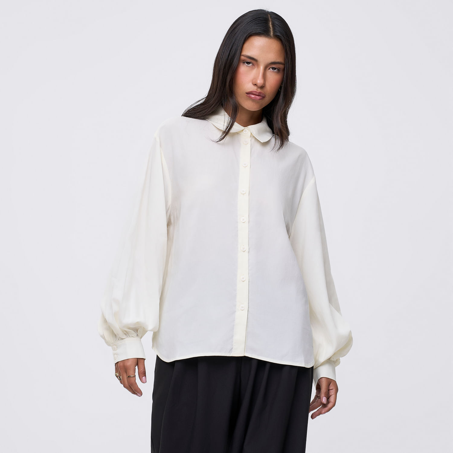 Blusa Mujer Tencel Malabar Manga Larga Crema Xs