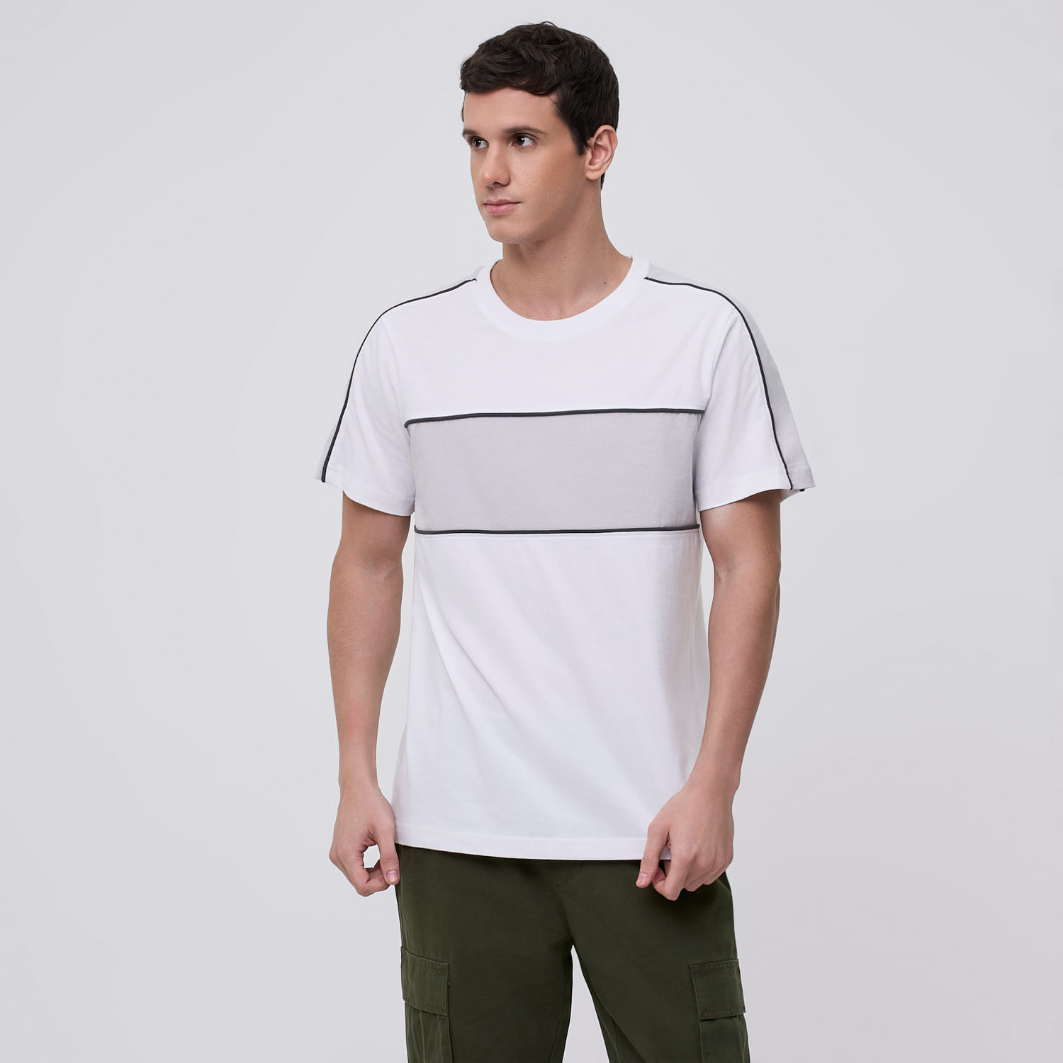 Polo Hombre Franja Amc Blanco Talla S