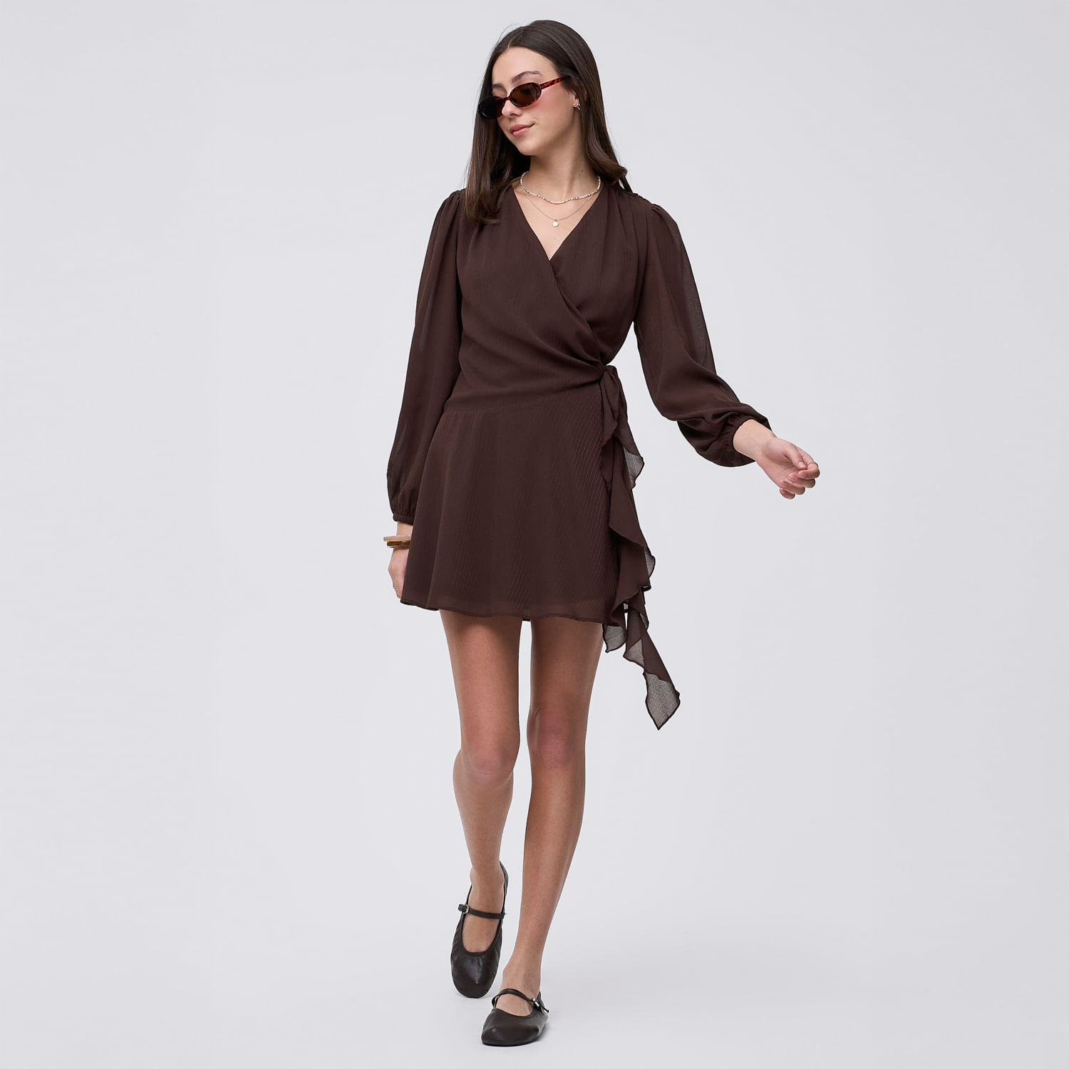 Vestido Corto Mujer Star Amc Marrón S