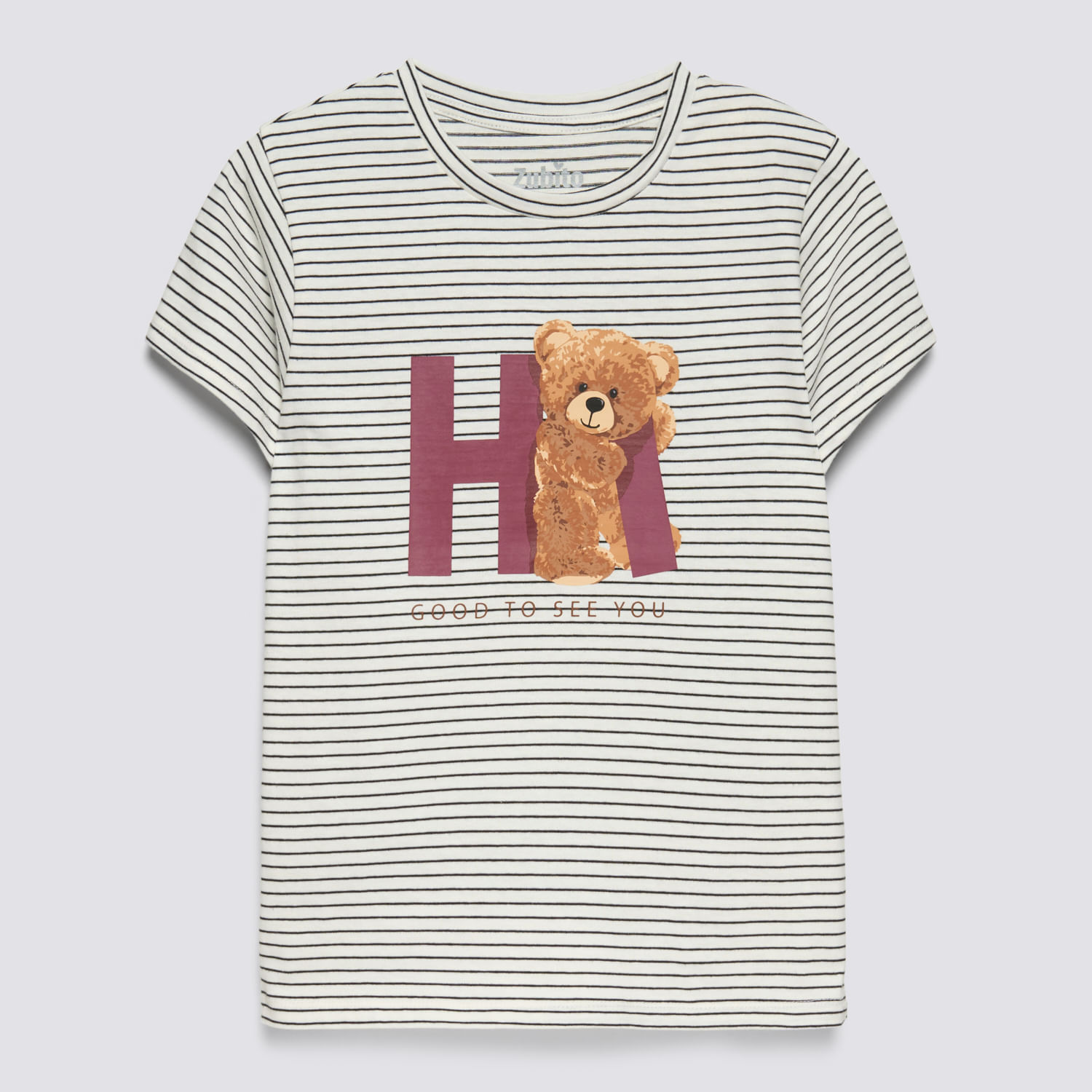 Polo Manga Corta Teen Niña Rayas Print Zubito Ecru Talla 16