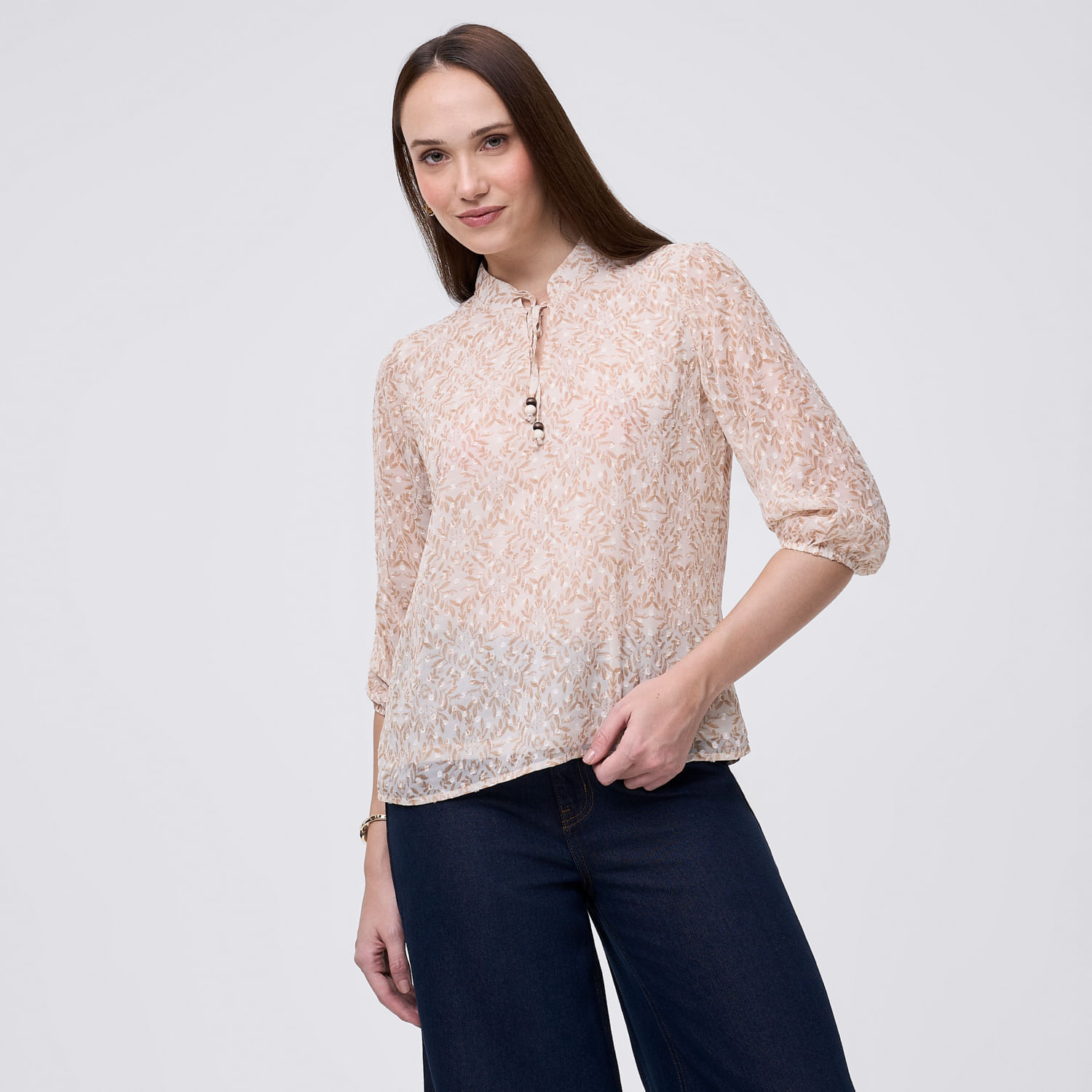 Blusa Mujer Cris Madison Manga 3/4 Durazno Xs