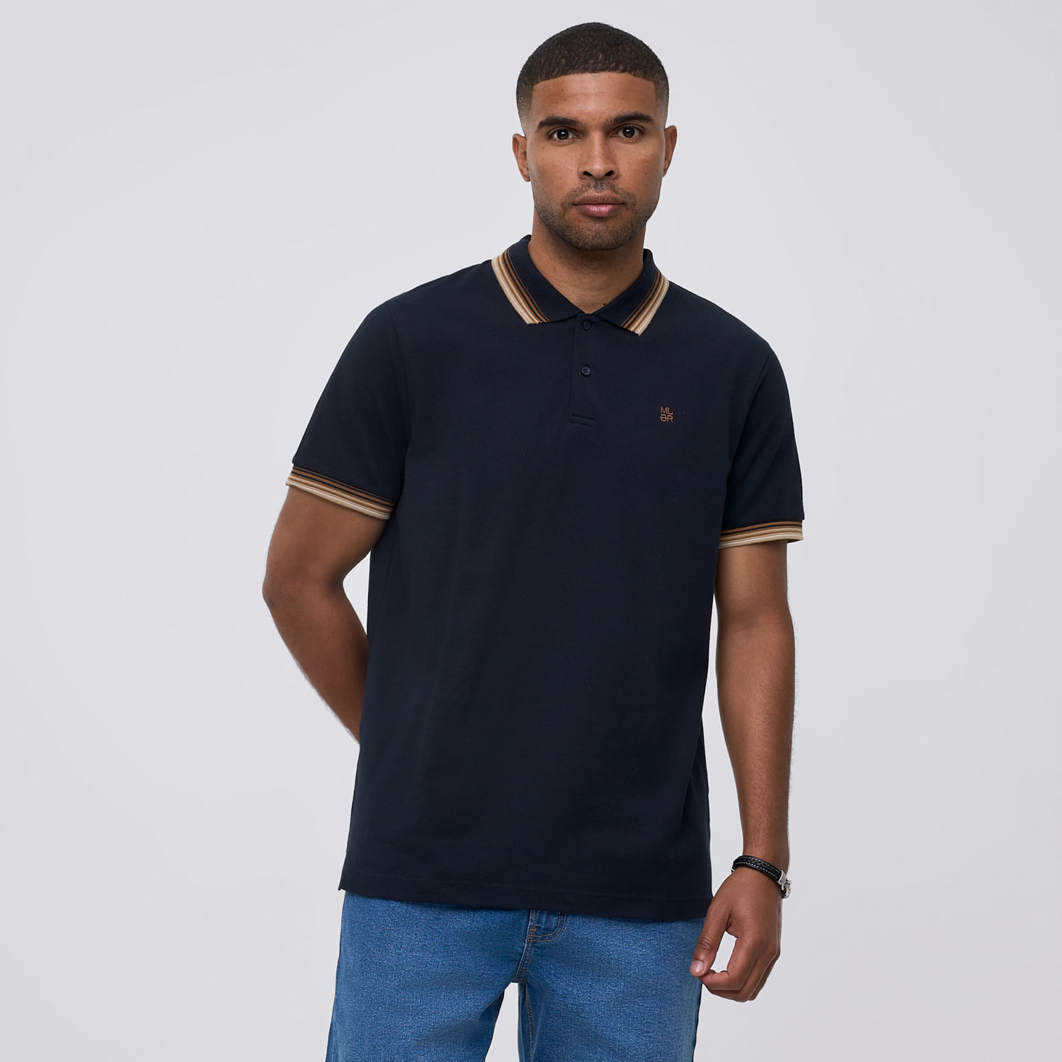 Polo Hombre Cuello Rib Malabar Azul Talla L