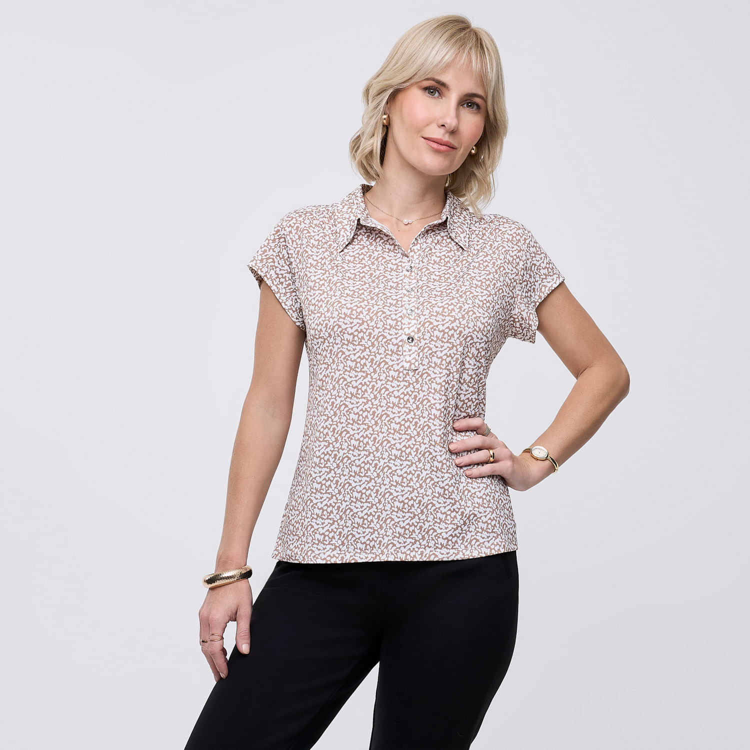Polo Mujer Cuello Zafin Manga Corta Avellana Xl