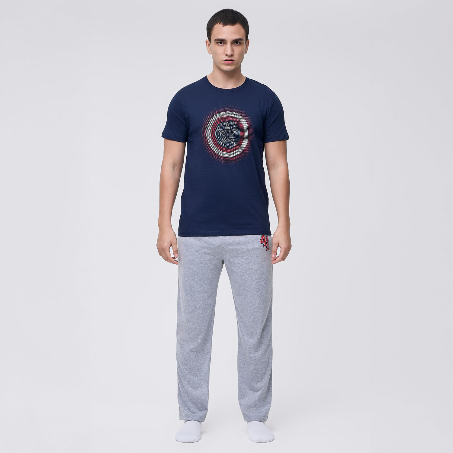 Pijama Hombre Polo Manga Corta + Pantalón Marvel Hypnotic Azul Talla M