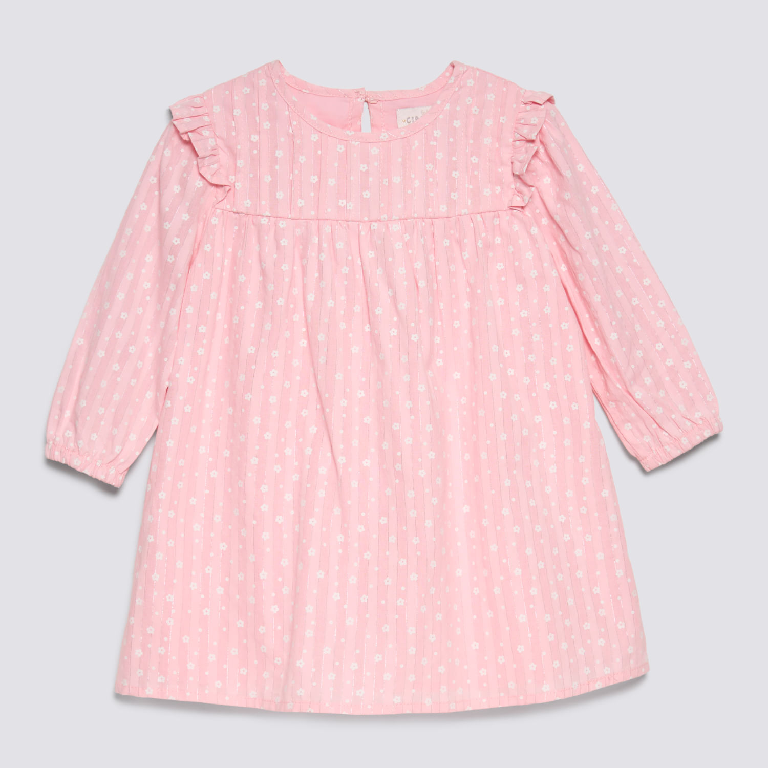 Vestido Manga Larga Bebé Niña Full Print Lurex Baby Circus Rosado Talla 9M