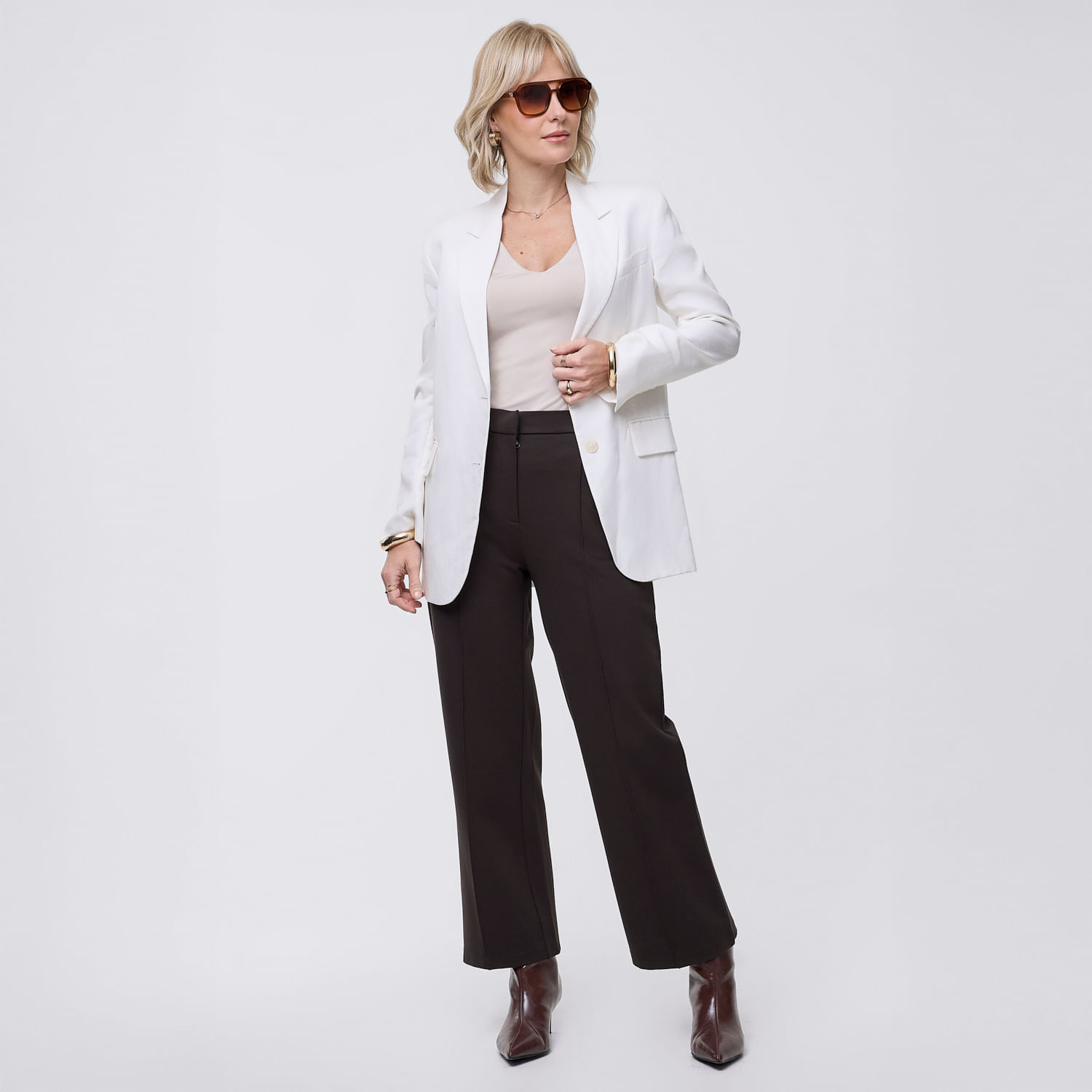 Pantalón Mujer Punto Zafin Café M
