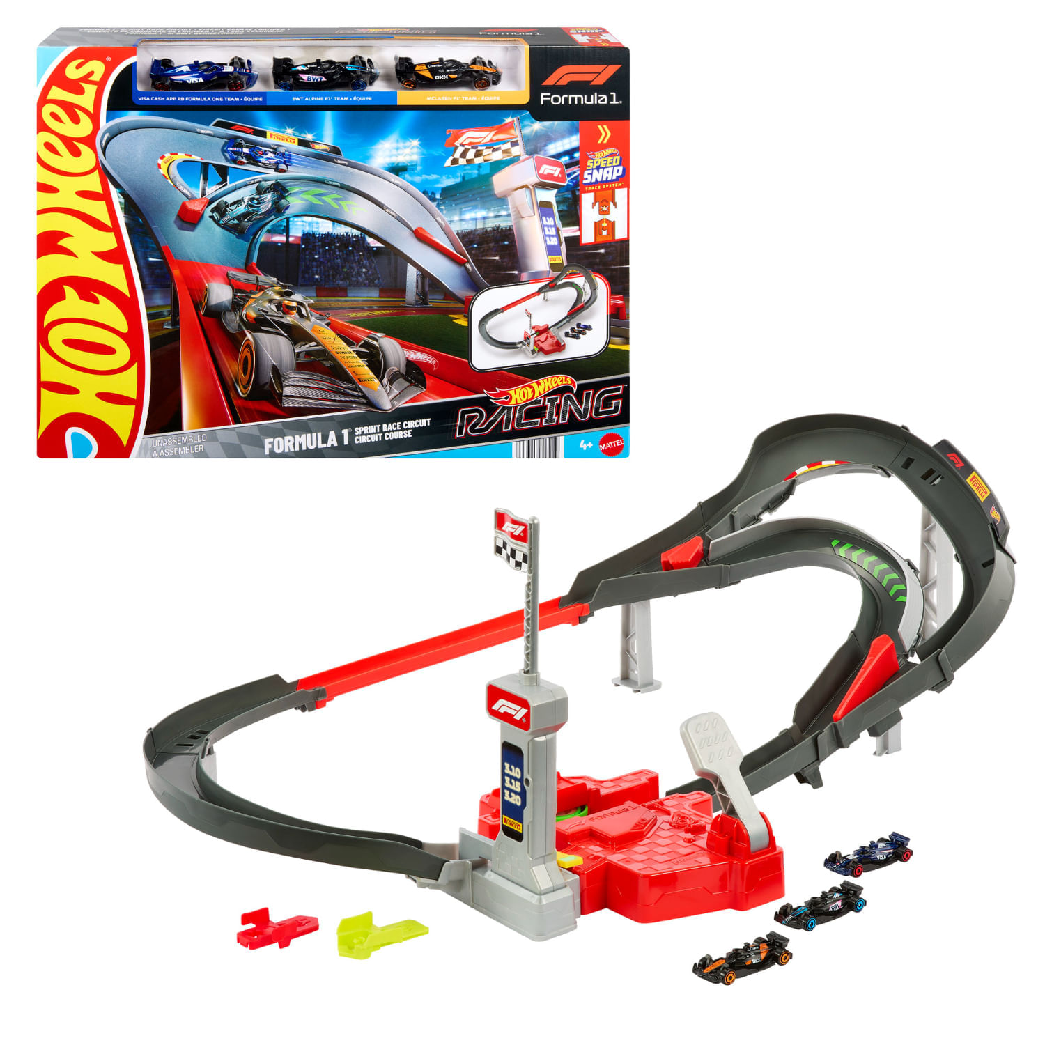 Set De Pista Circuito De Carreras Sprint Fórmula 1 Hot Wheels Racing Mattel Con 3 Autos