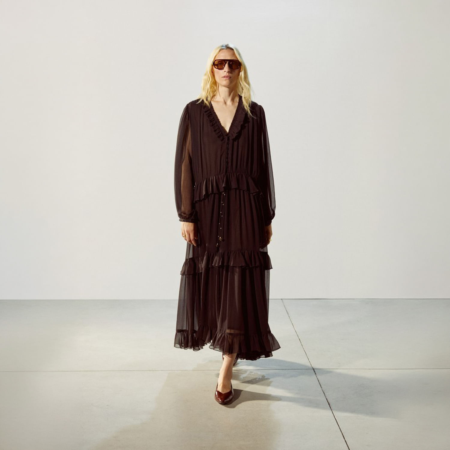 Vestido Mujer Sfera Largo Boho Chocolate S