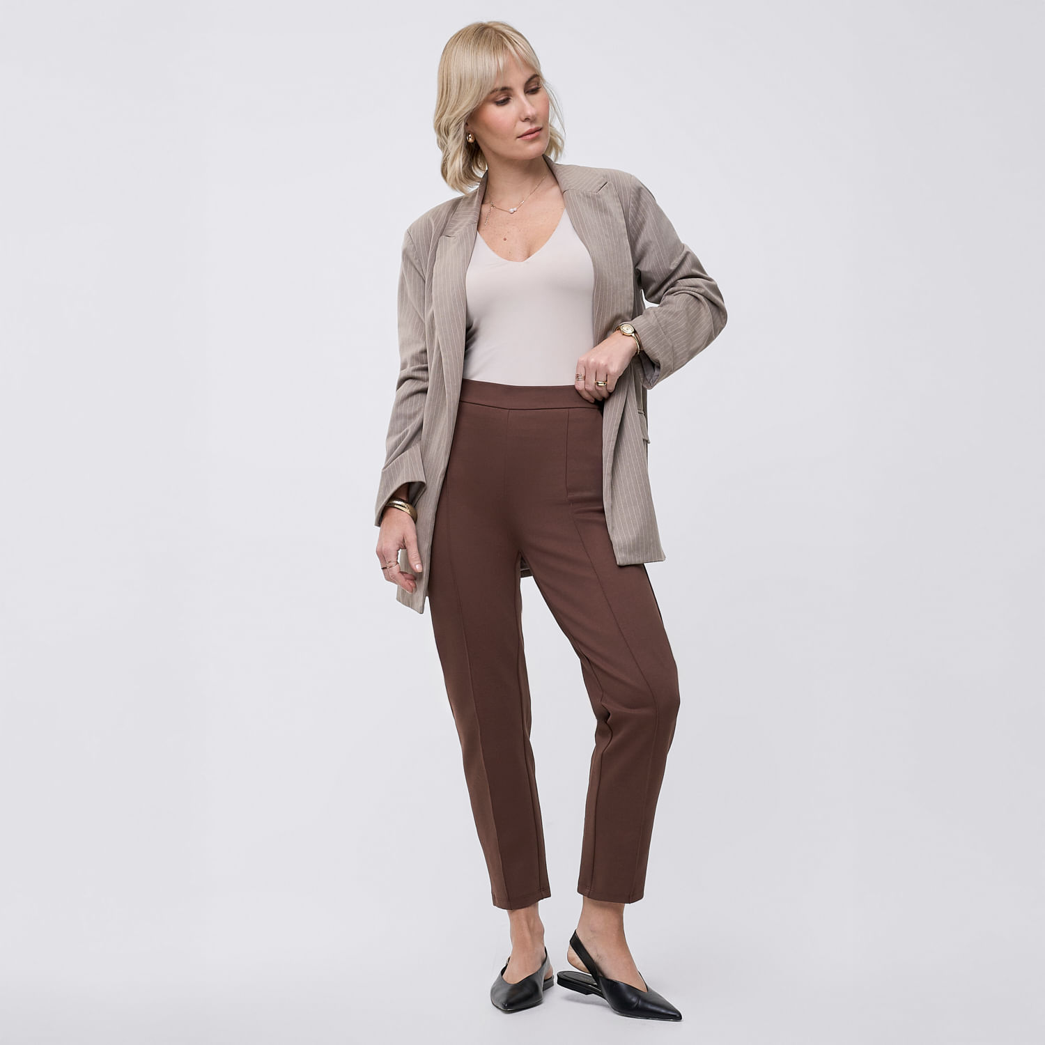 Pantalón Mujer Ponti I Zafin Marrón Xl