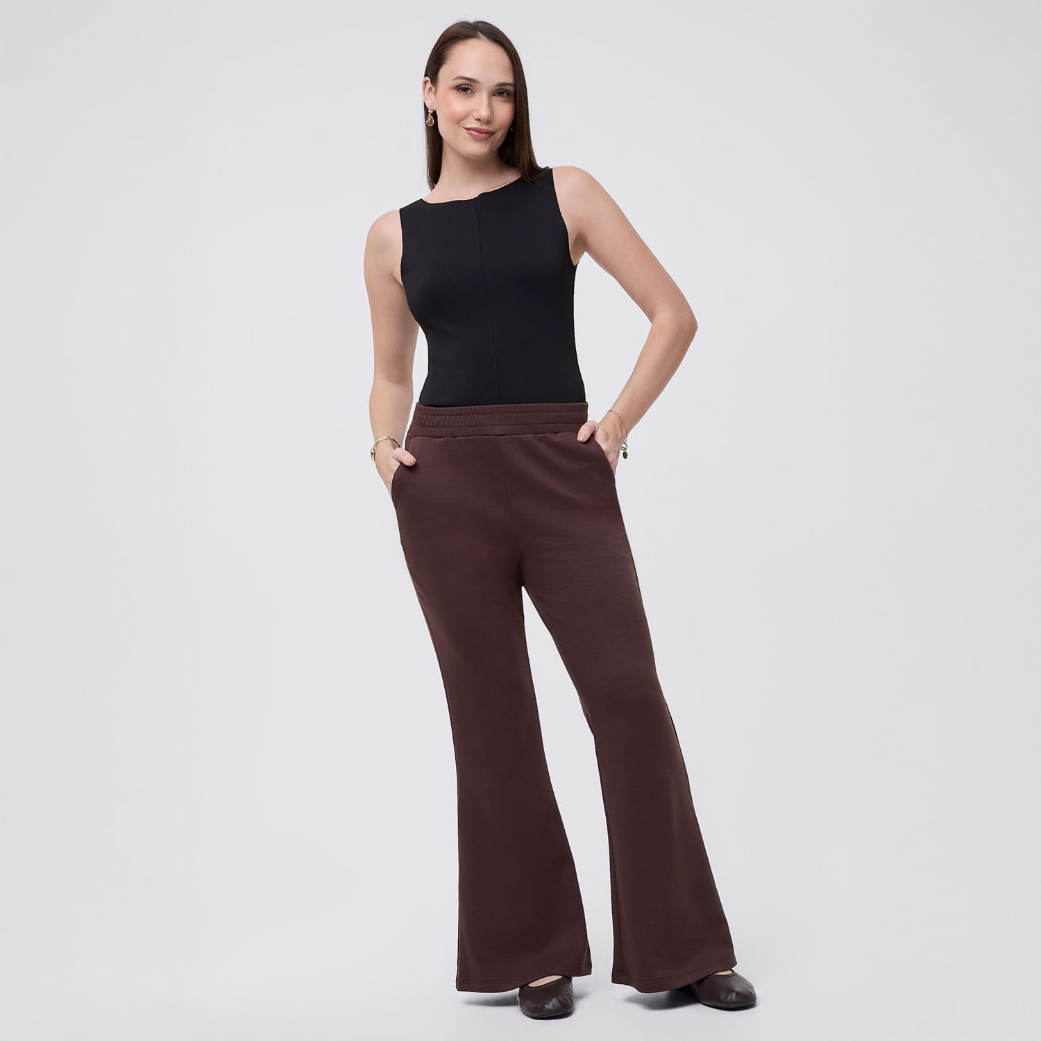 Pantalón De Buzo Mujer Flare Madison Marrón L