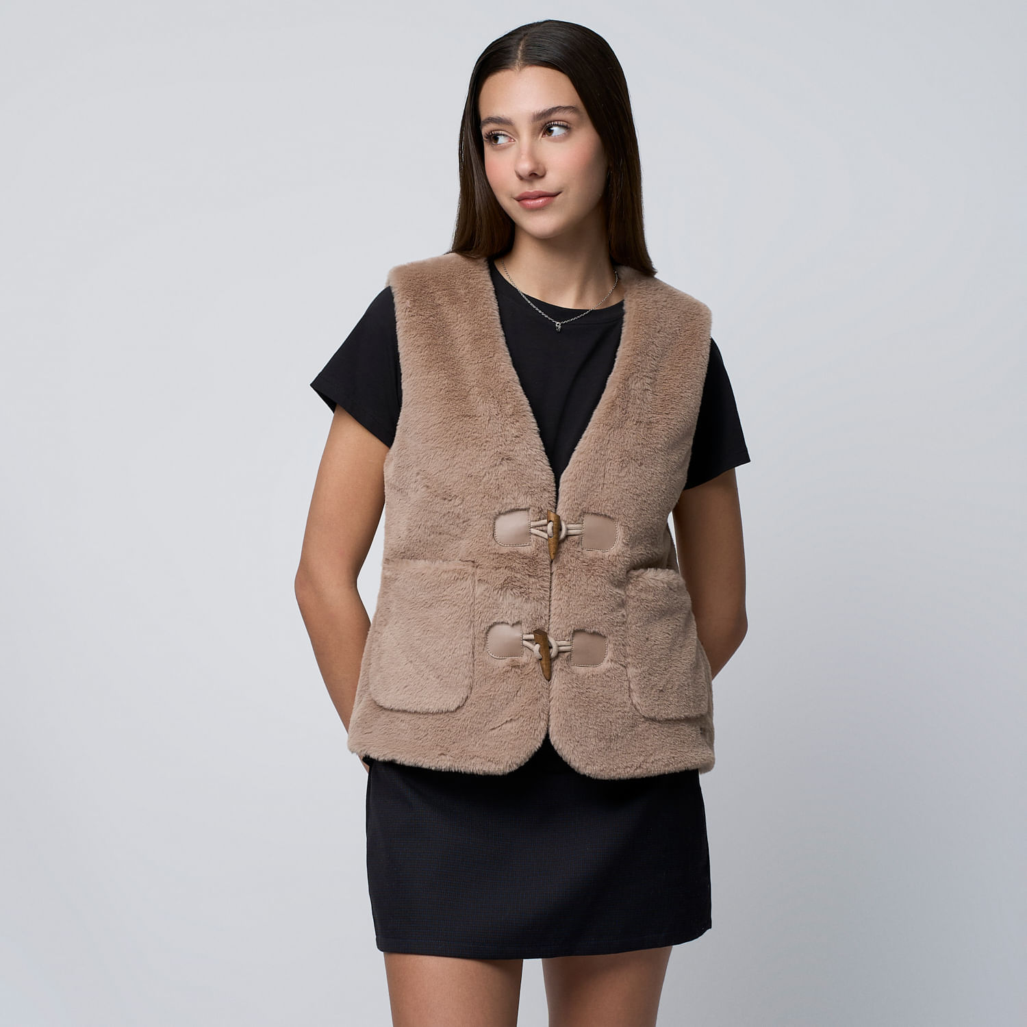 Chaleco Mujer Teddy Amc Beige S
