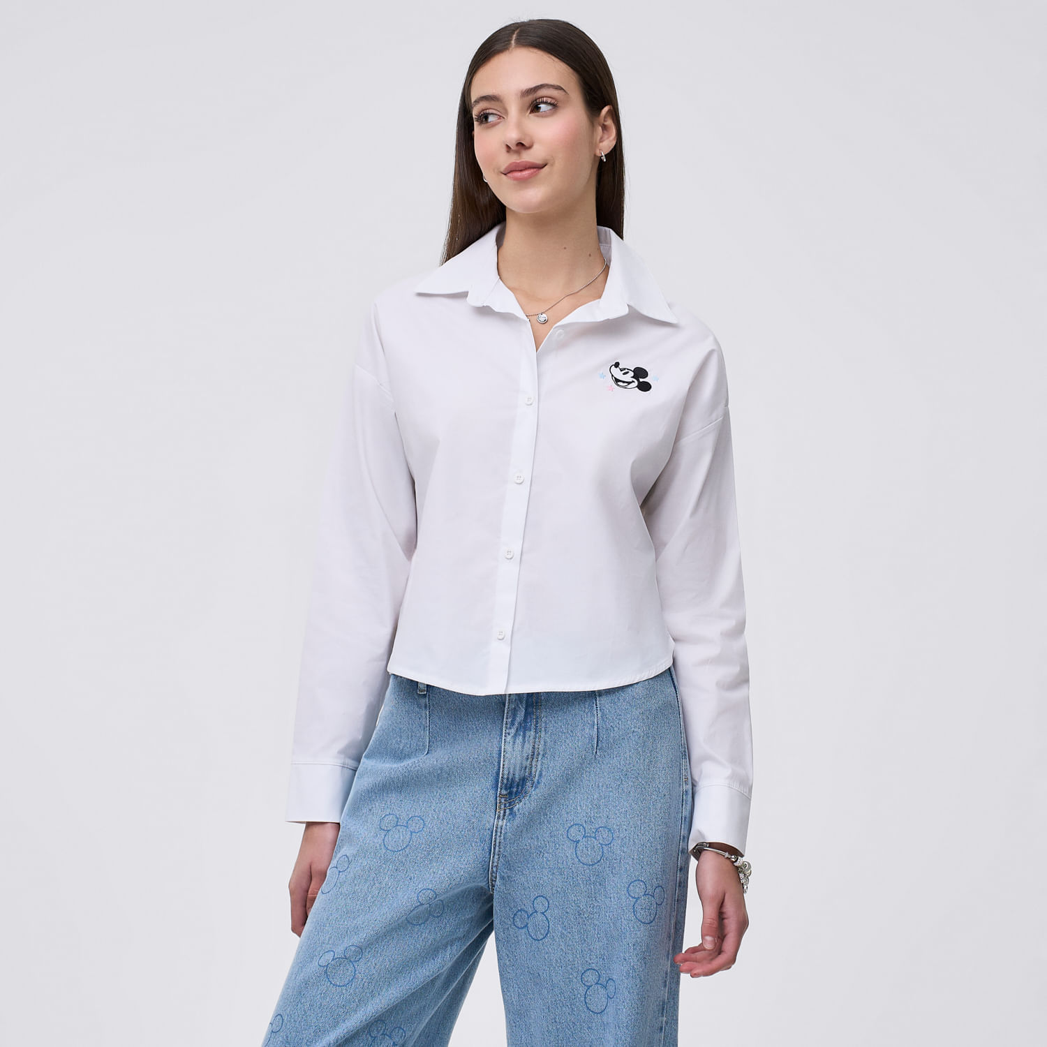 Blusa Mujer Crop Star Disney Manga Larga Blanco M