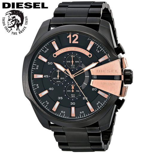 Reloj Diesel Mega Chief DZ4309 Fecha Cronometro Acero Inoxidable Negro Oro  Rosado