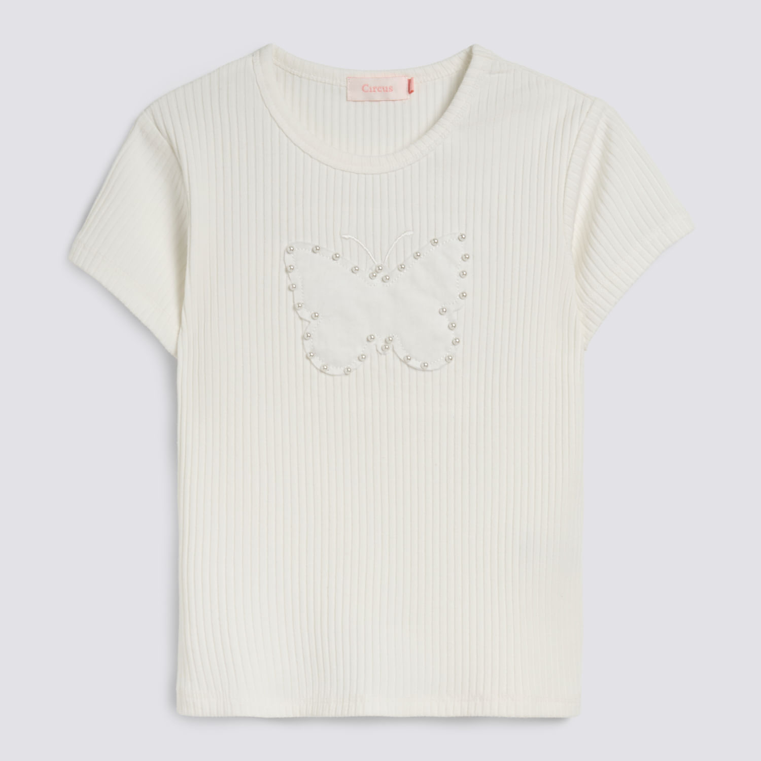 Polo Manga Corta Niña Aplicación Perlas Circus Blanco Talla 10