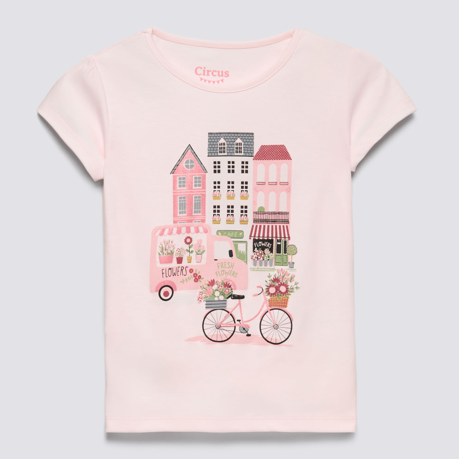 Polo Manga Corta Niña Gamuzado Circus Rosado Talla 12