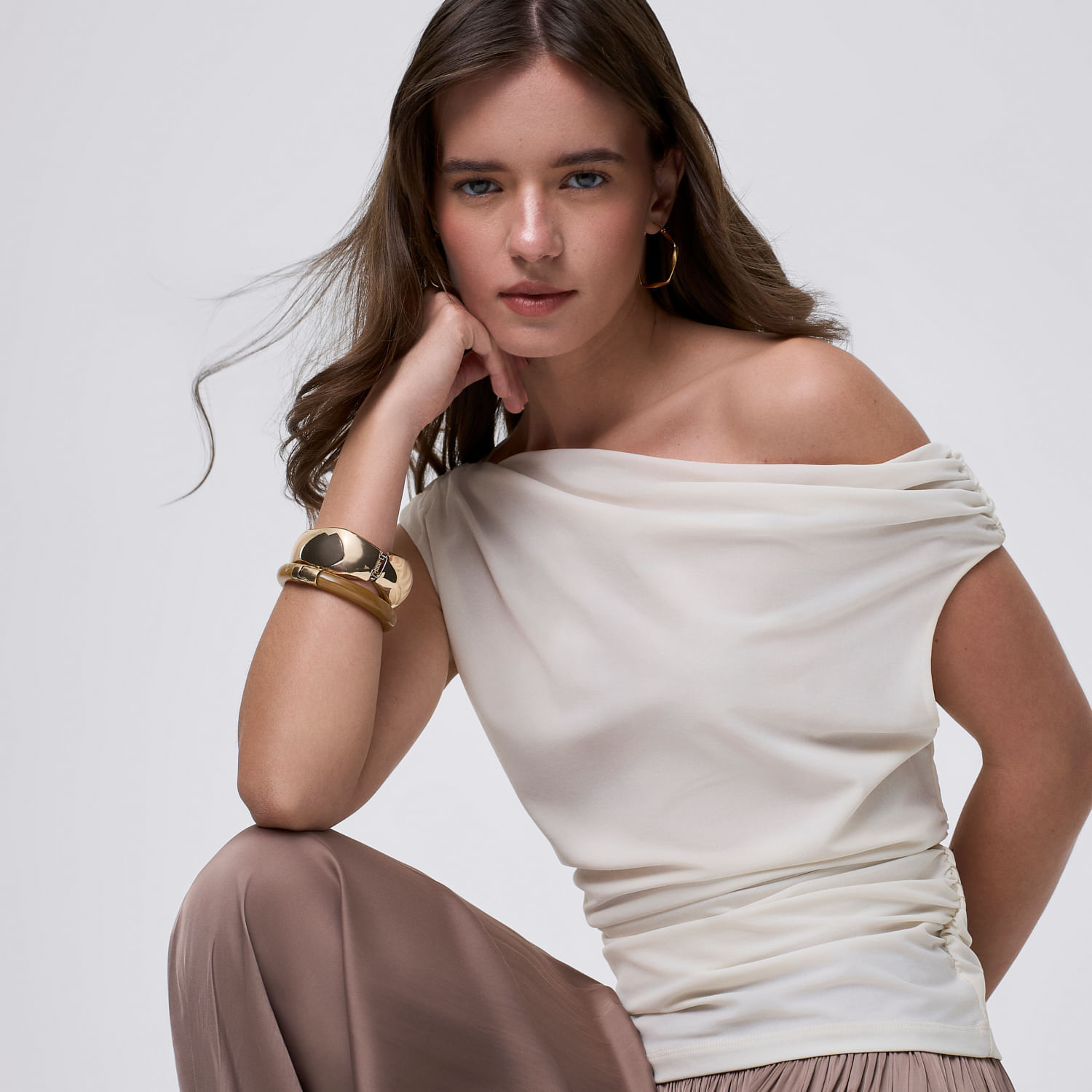 Polo Mujer Lc Frunci Malabar Ecru S