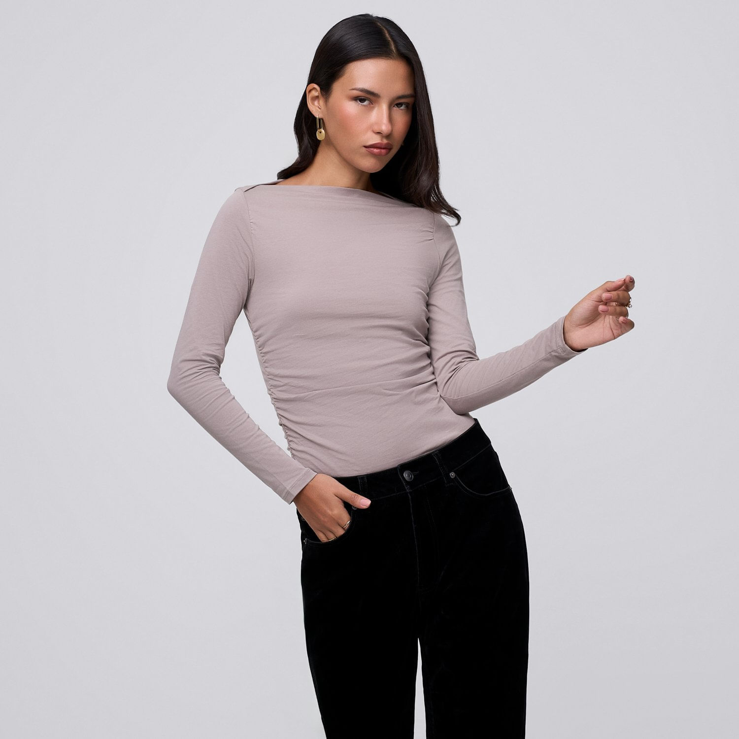 Polo Mujer Elastic Malabar Manga Larga Gris L