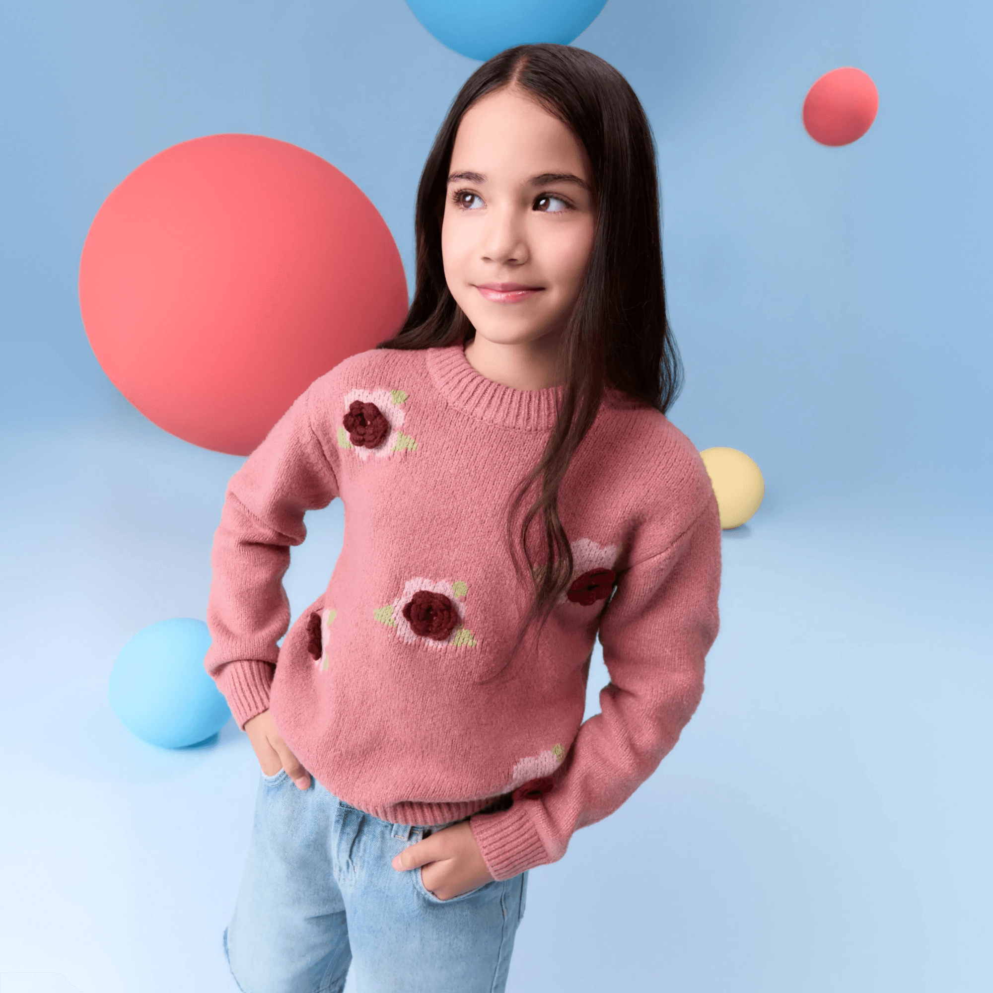 Chompa Para Niña Rn Folk Crochet Circus Palo Rosa Talla 6