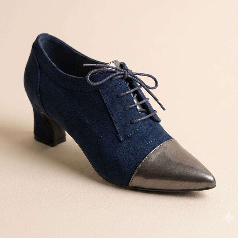 Antonella azul gris botin oxford con pasador taco bajo Zapato de Vestir Antonella Azul Talla 35