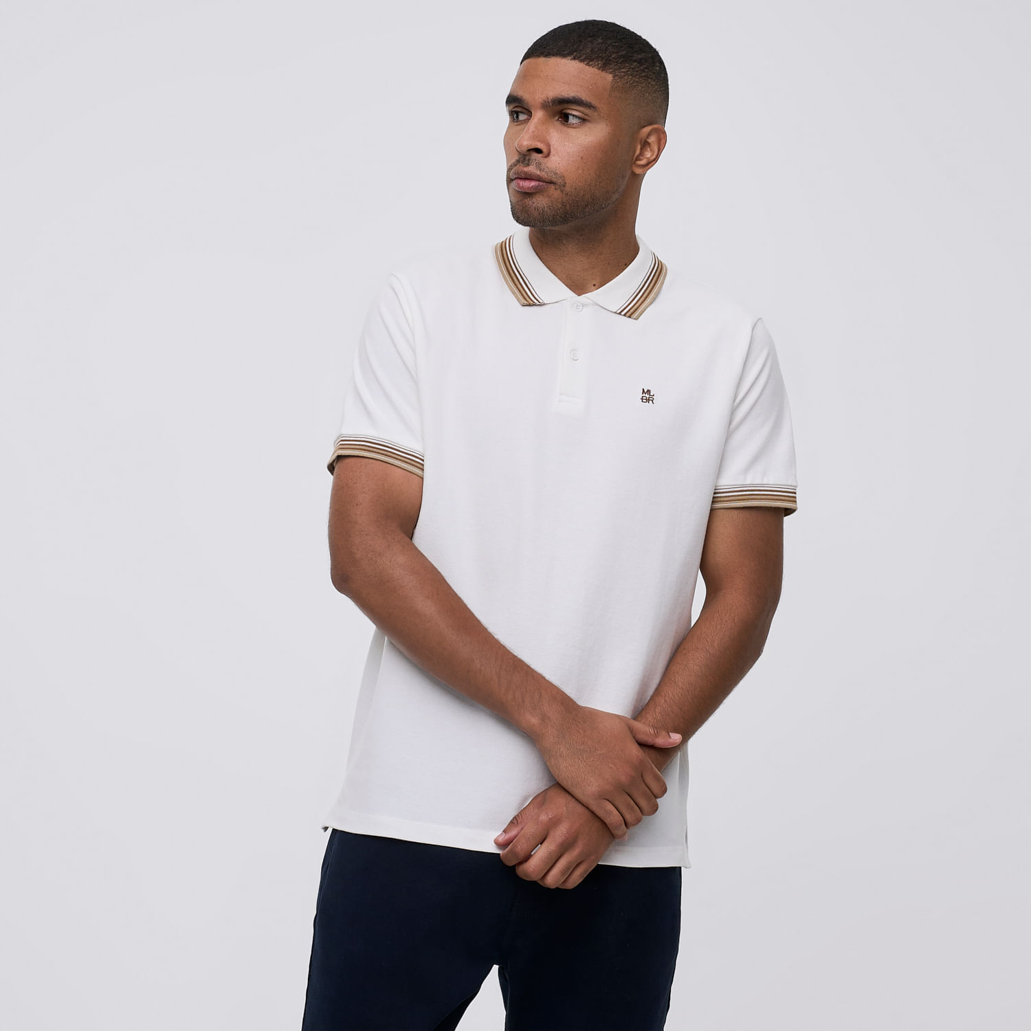 Polo Hombre Cuello Rib Malabar Ecru Talla M