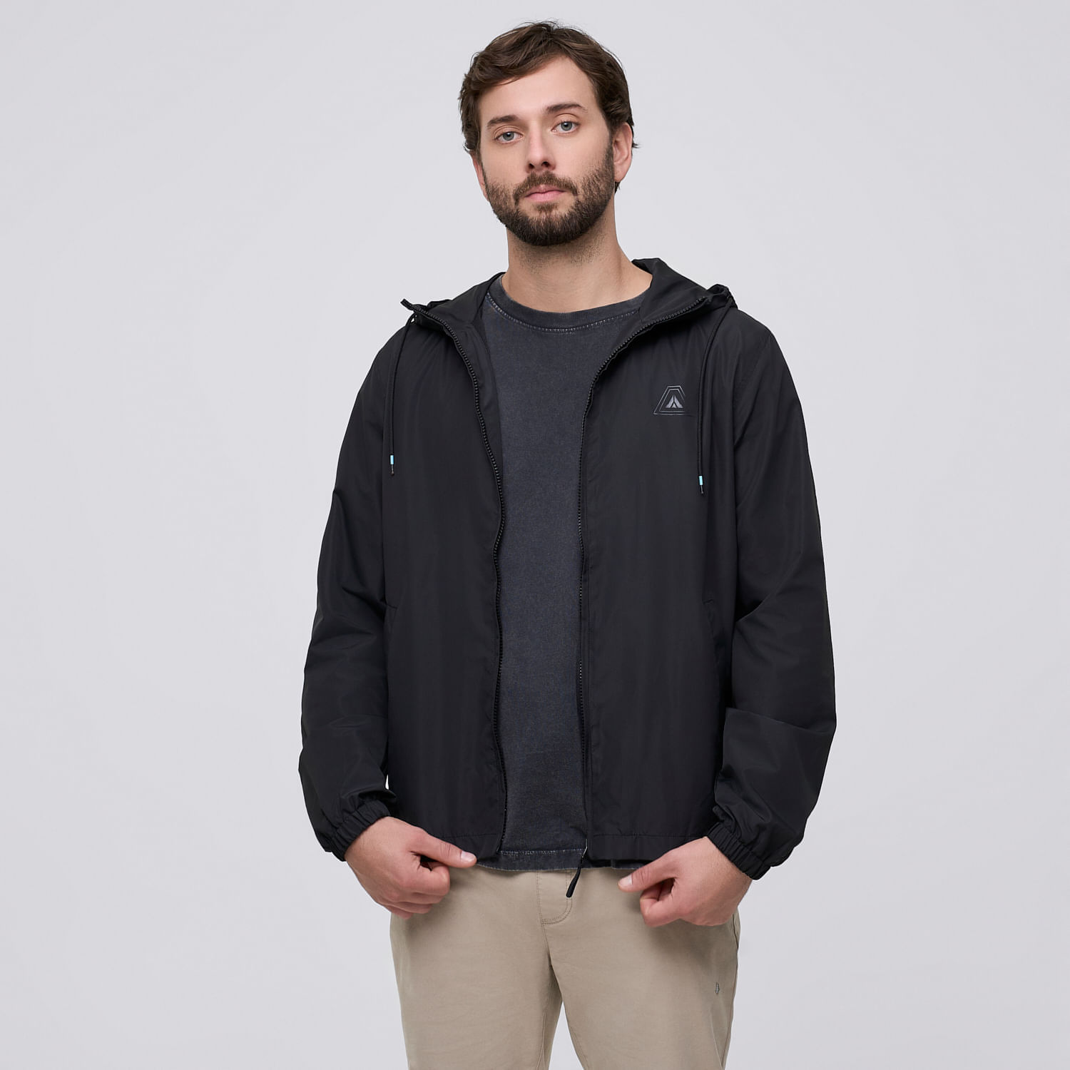 Casaca Hombre Cortaviento Aereal Negro Talla XL