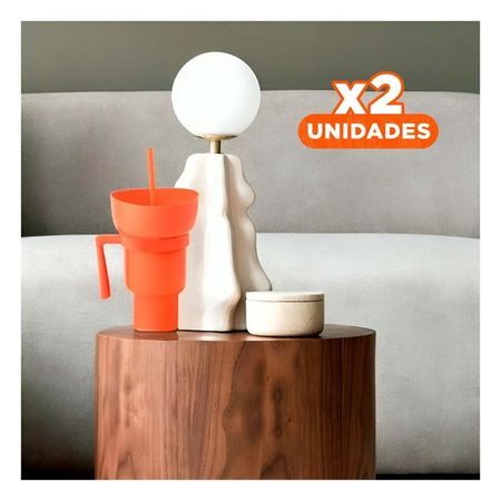 Pack2 Copa 2 en 1 de Material ABS Anaranjado para Bebidas y Snacks en Casa