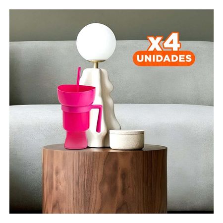 Pack4 Contenedor 2 en 1 en ABS Rosado con Presencia Moderna YPapel Regalo