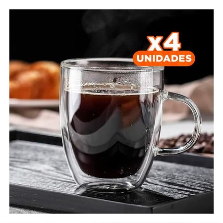 Pack4 Jarro 320 Mililitros Doble Capa en Vidrio con Acabado Transparente YRegalo Sticker