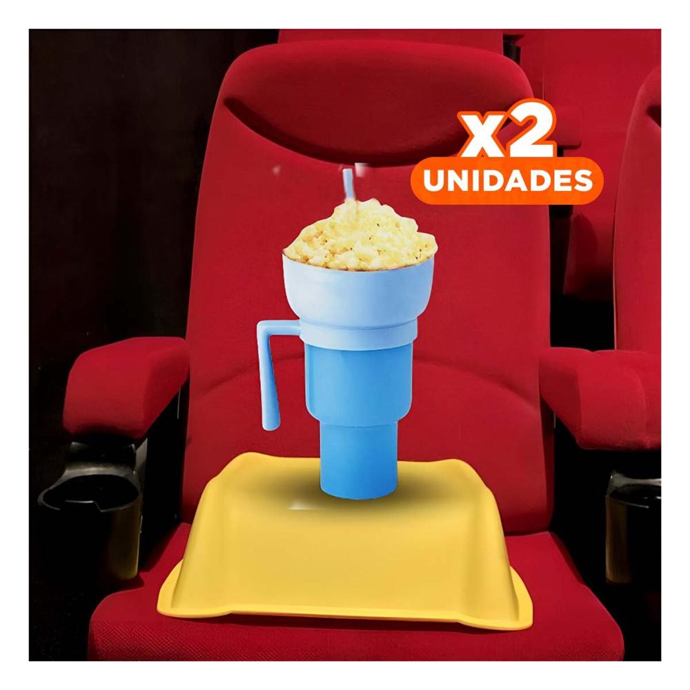 Pack2 Copa Celeste 2 en 1 en ABS para Disfrutar Snacks en Reuniones Papel Regalo