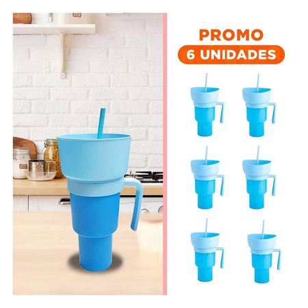 Pack6 Recipiente 2 en 1 en Color Celeste con Base de ABS para Uso Continuo YRegalo Sticker