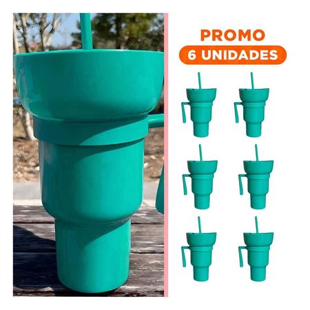 Pack6 Recipiente 2 en 1 en Color Verde con Base de ABS para Uso Continuo YRegalo Sticker