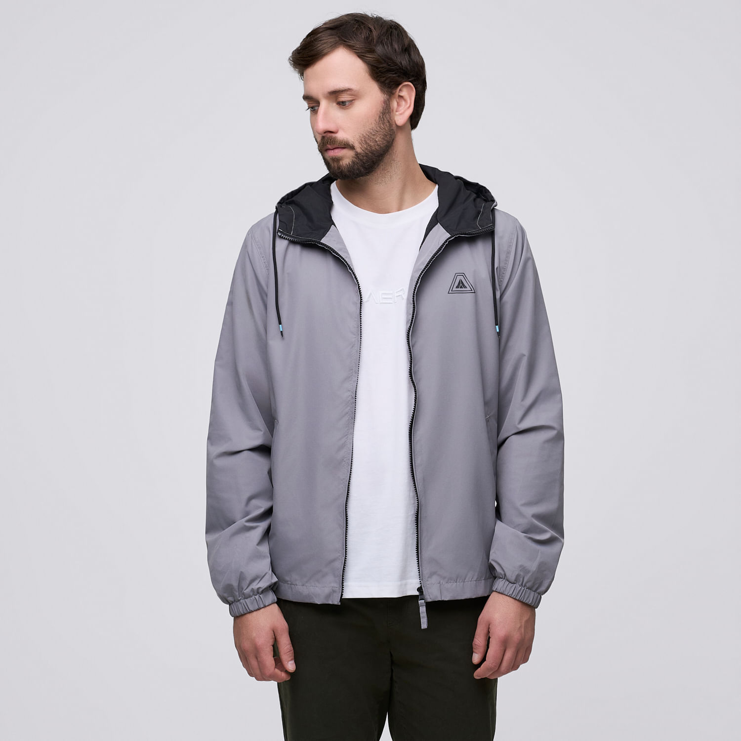 Casaca Hombre Cortaviento Aereal Gris Talla L