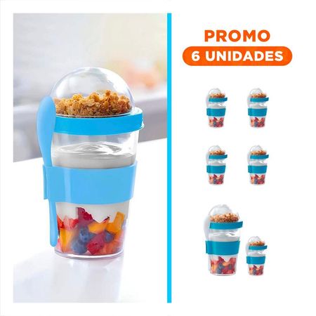 Pack6 Recipiente Celeste con 350 Ml para Desayuno Diario Funcional YRegalo Sticker