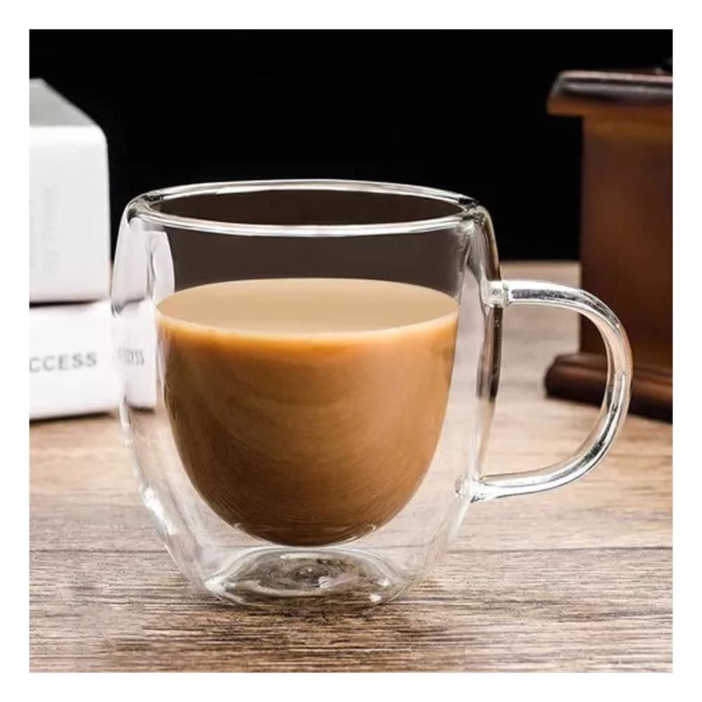 Taza 290 Mililitros de Vidrio Doble Capa con Acabado Transparente Elegante YPapel Regalo