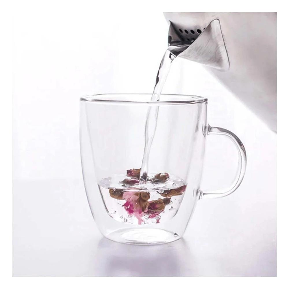 Taza 300 Mililitros de Vidrio Doble Capa con Acabado Transparente Elegante YPapel Regalo