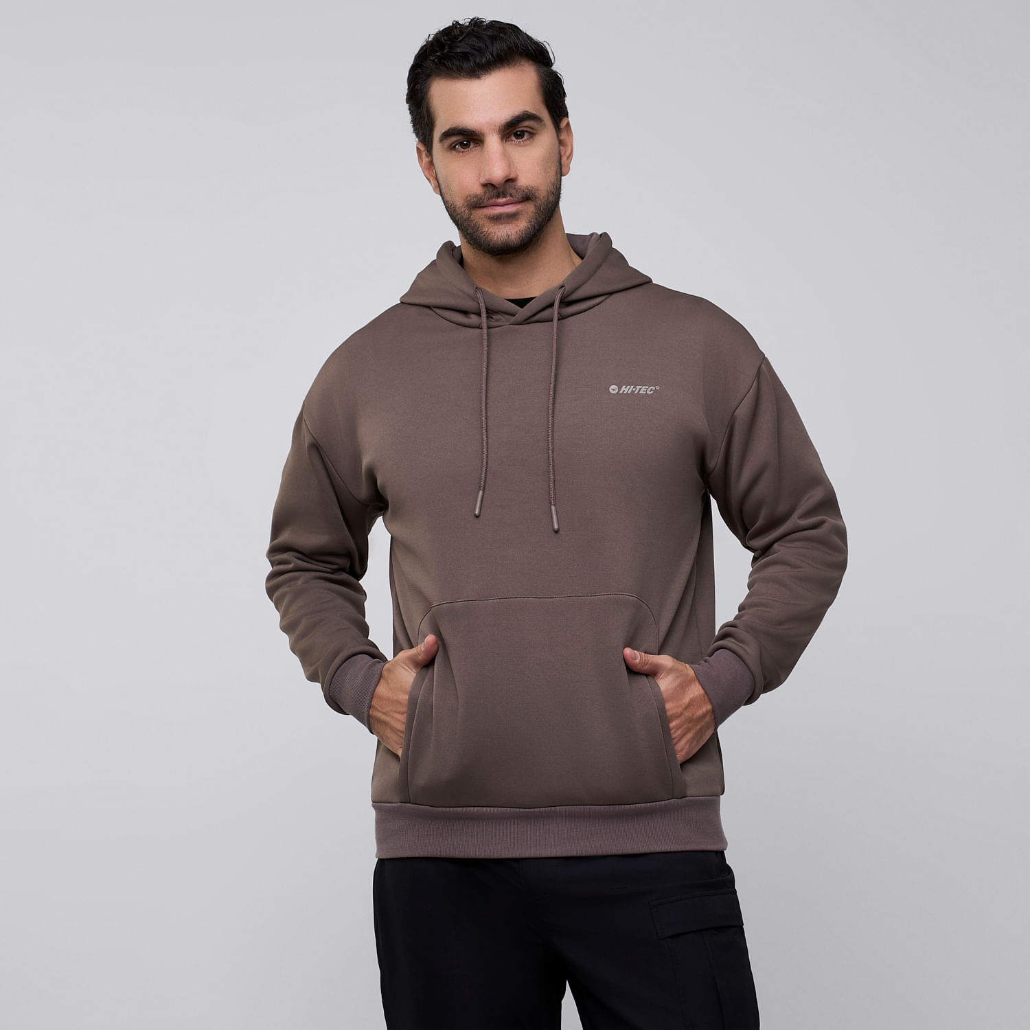 Polera Deportiva Hombre Hi-tec Hoodie Marron S