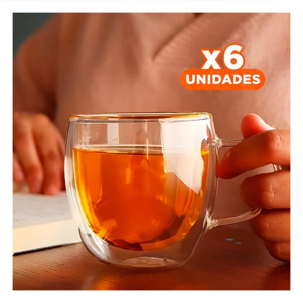 Pack6 Copa de 250ml Vidrio Transparente de Dimensiones 9x5x5cm
