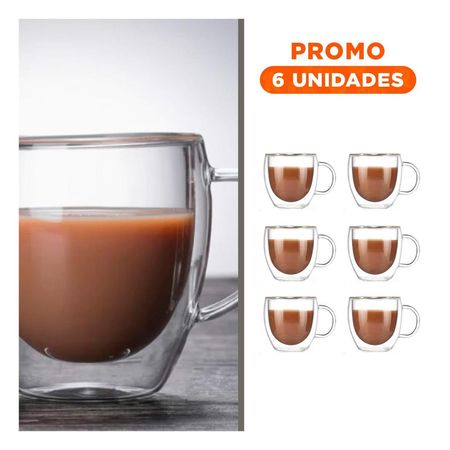 Pack6 Jarro Vidrio Transparente 290 Mililitros Formato Doble Capa YRegalo Sticker