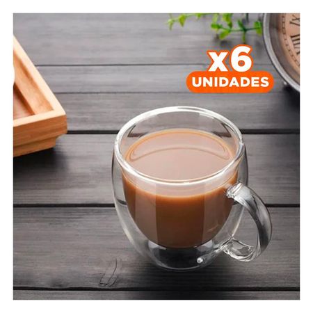 Pack6 Jarro 290 Mililitros Doble Capa con Base de Vidrio Transparente YPapel Regalo