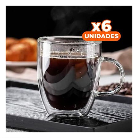 Pack6 Jarro de Vidrio en Transparente 320 Mililitros Estilo Doble Capa