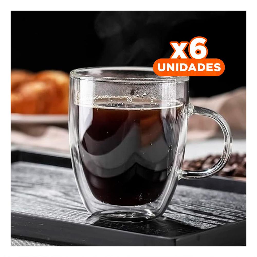 Pack6 Jarro de Vidrio en Transparente 320 Mililitros Estilo Doble Capa