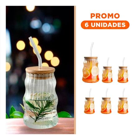 Pack6 Contenedor Reutilizable 500 ml con Sorbete y Tapa Segura Y Regalo Sticker
