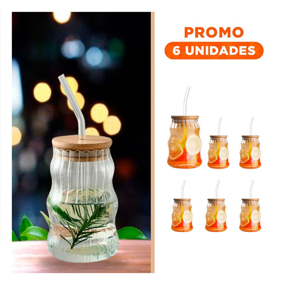 Pack6 Contenedor Reutilizable 500 ml con Sorbete y Tapa Segura Y Regalo Sticker