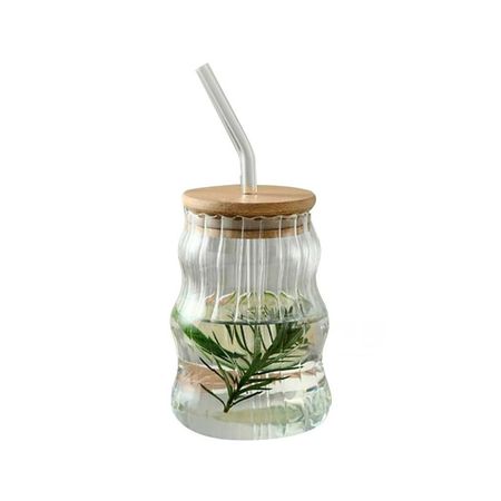 Copa de Vidrio 500 ml con Tapa Segura y Sorbete Transparente Y Regalo Sticker