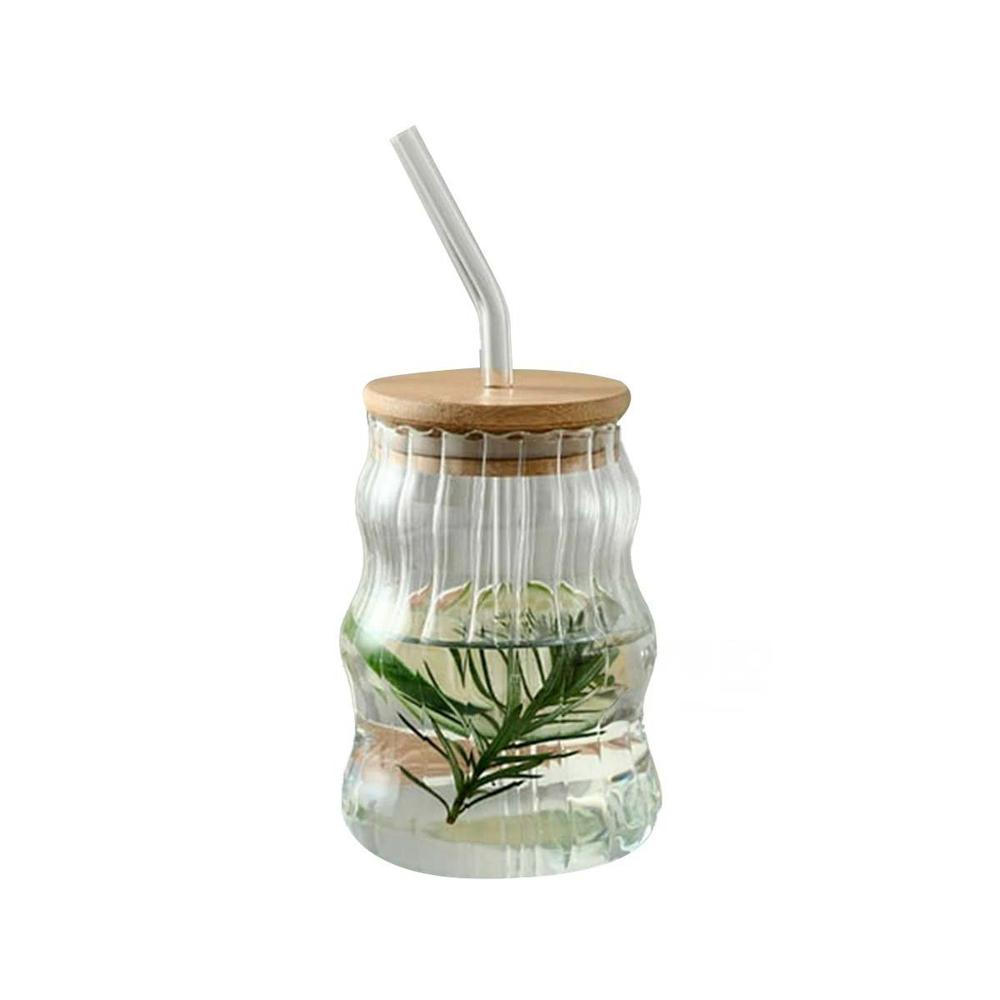 Copa de Vidrio 500 ml con Tapa Segura y Sorbete Transparente Y Regalo Sticker