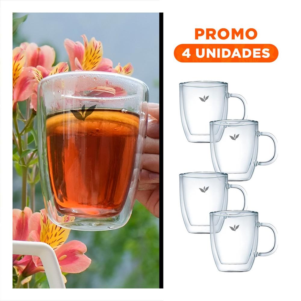 Pack4 Copa Vidrio Transparente con Hojitas de 250ml Base Circular de 8x5.6x11cm