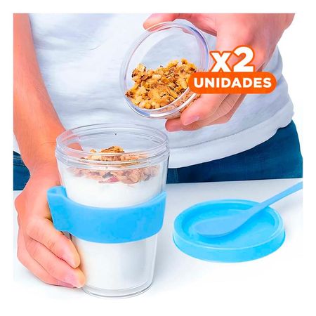 Pack2 Contenedor Celeste de 350 Ml para Alimentacion Diaria Organizada YPapel Regalo